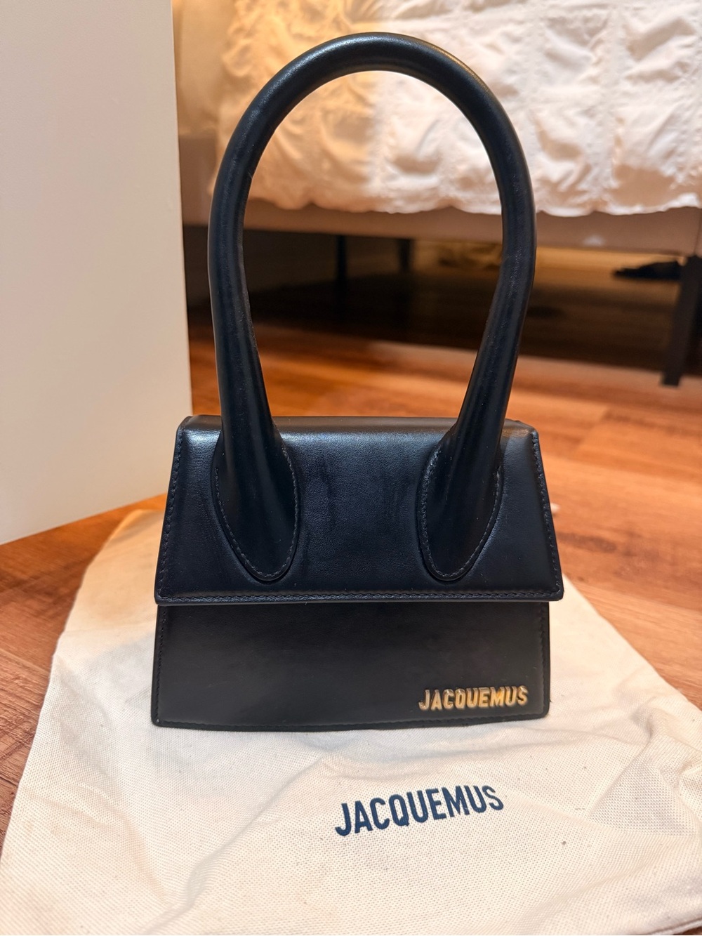 Jacquemus Black Le Chiquito Mini Top-Handle Bag with Gold Logo